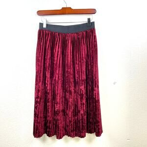 Womens Skirt Sz S Velvet Whimsigoth Witchy Burgundy Vamp Holiday Christmas‎ Midi